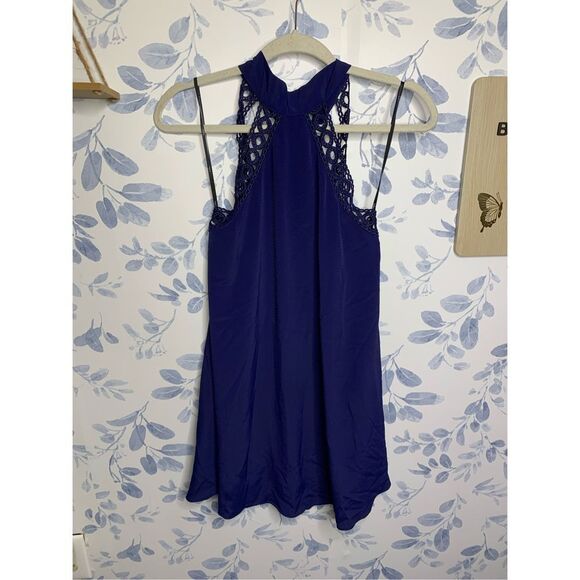 Lulus Navy Halter Lace Swing Dress Size XS - Picture 5 of 9